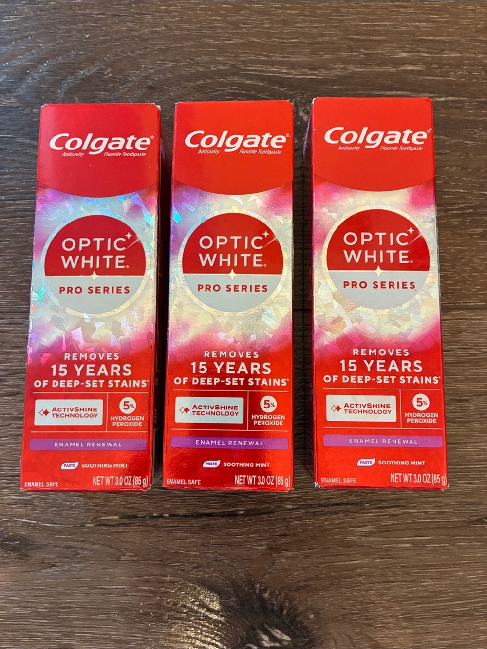 NEW Colgate Optic White Pro Series Enamel Renewal Toothpaste Set of 3 (3 oz)